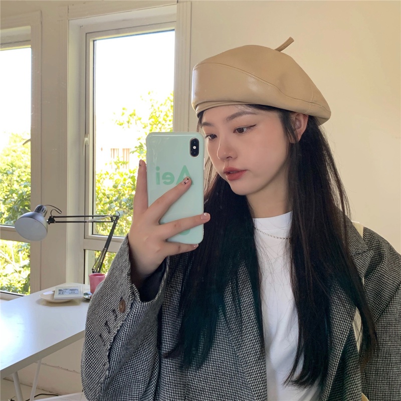 Mũ Beret Da Phong Cách Thời Trang Thu Đông Hàn Quốc Dành Cho Nữ
