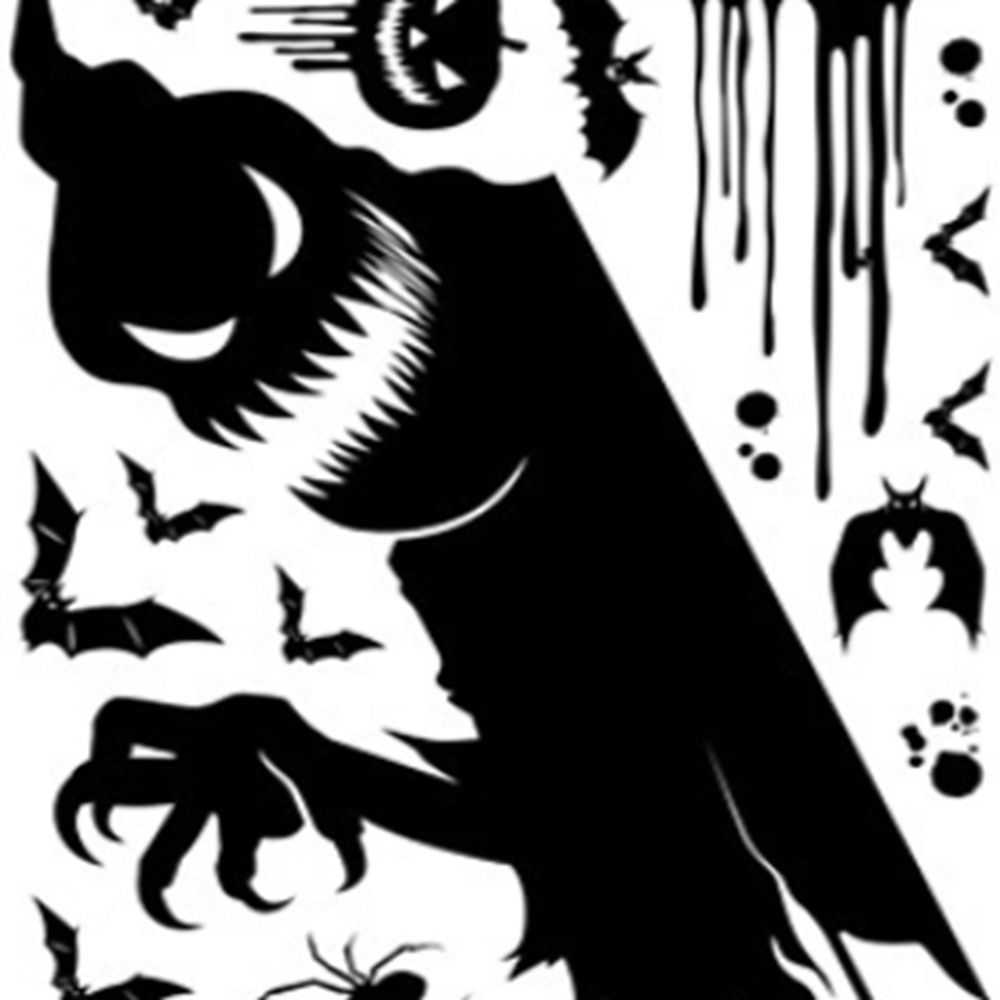 JARRED Miếng Dán Cửa Sổ Trang Trí Halloween Hình Phù Thủy Ma Khổng Lồ Dễ Sử