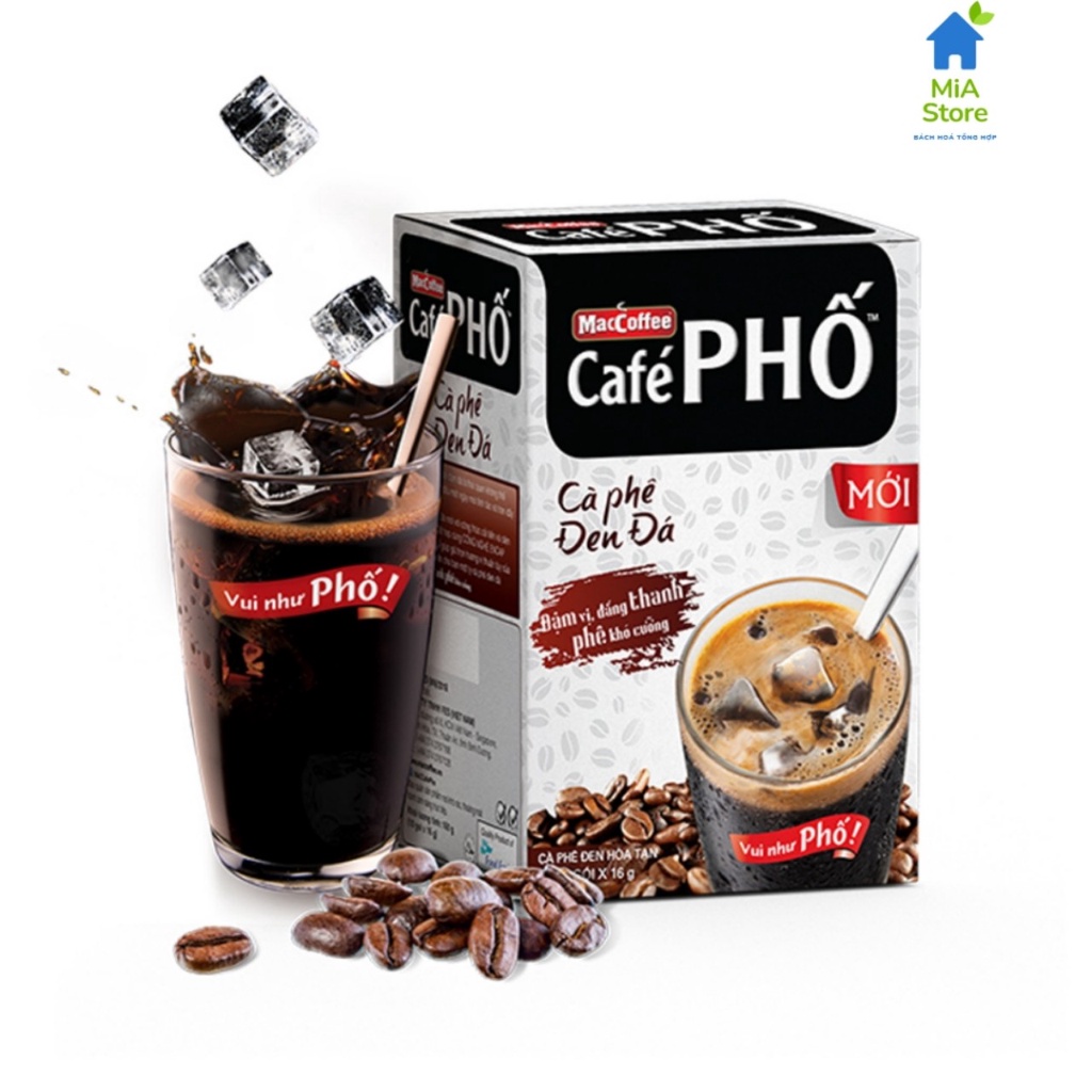 [10 gói 16g] Cà phê đen đá MacCoffee Cafe Phố (Hộp 160g)