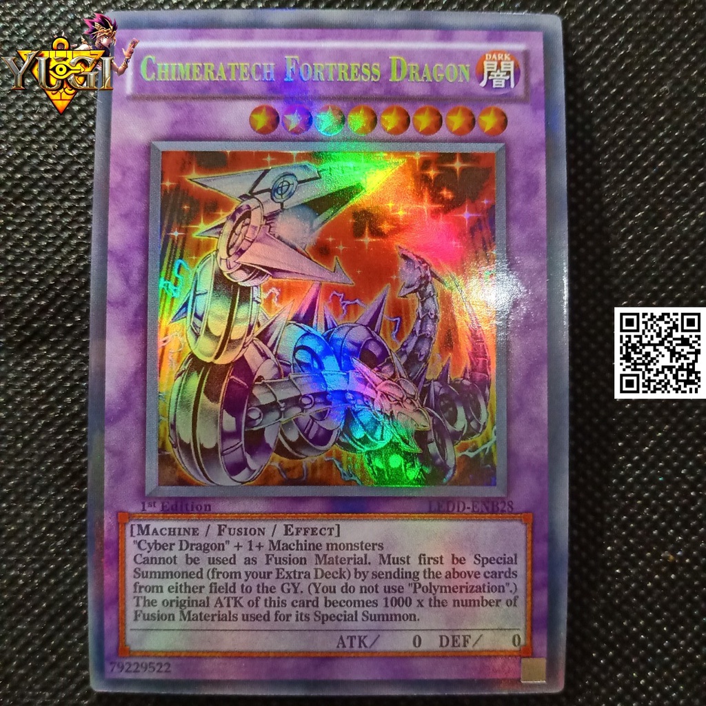 Card yugioh Chimeratech Fortress Dragon có tem bạc phản quang Lá hiệu ứng phản quang TẶNG Sleeves bọc bài 1458 D2 80