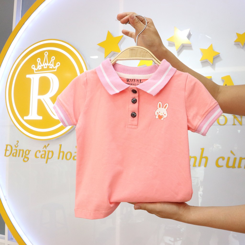 Áo Thun Cotton Mẫu Polo Cao cấp Màu Hồng cho Bé Gái 8-27kg