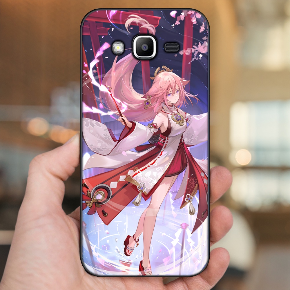 Ốp lưng Samsung J2 Prime, J3 2016, J5 2015 viền đen in hình Yae Miko Genshin Impact