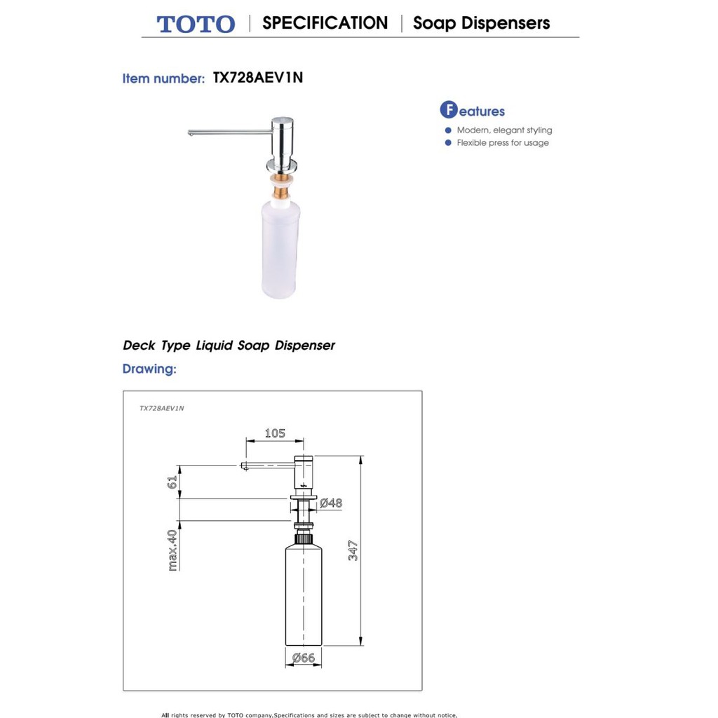 HỘP XỊT XÀ PHÒNG TOTO (GẮN CHẬU) TX728AEV1N