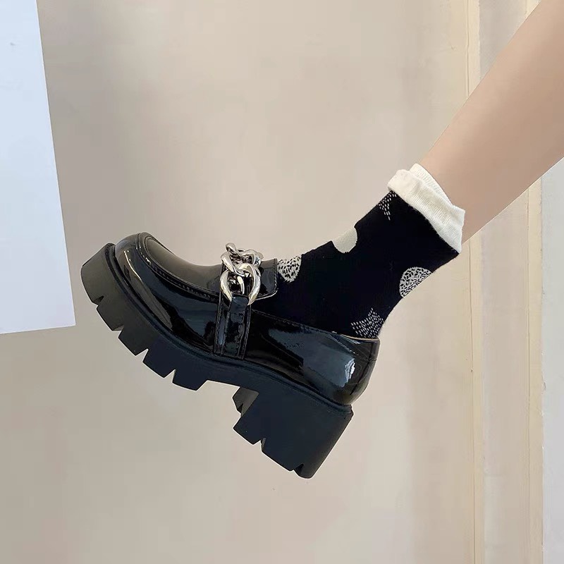 Giày Lolita đế cao phối xích bản to cá tính Ulzzang