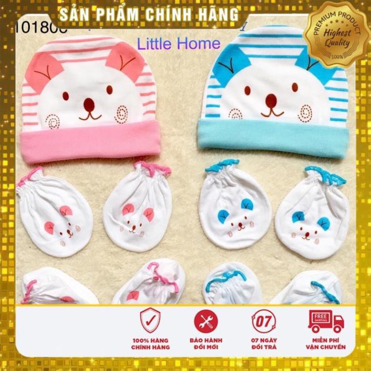 Set mũ bao tay chân gấu Littlehome thái lan cho bé sơ sinh