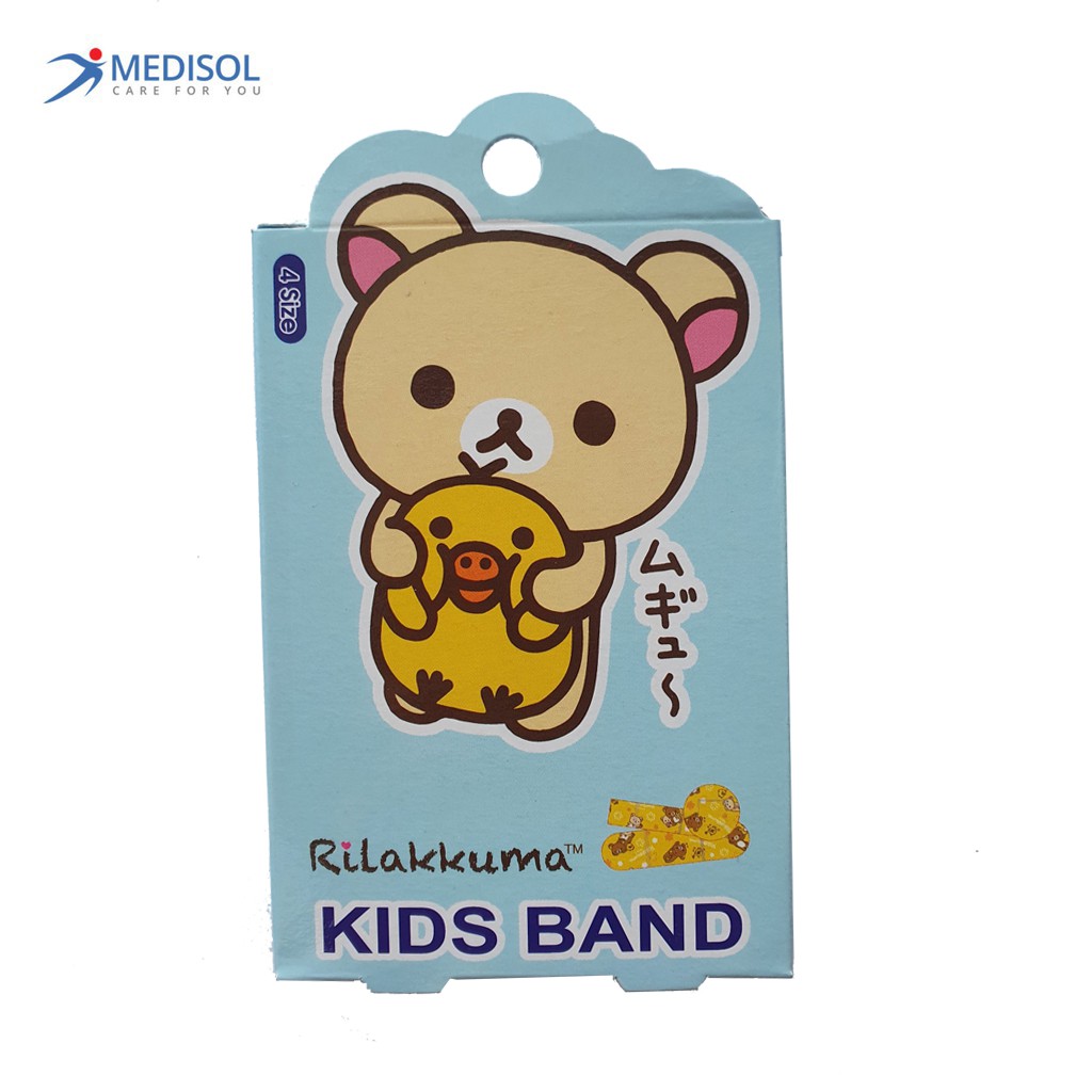 Băng Keo Cá Nhân, Băng Keo In Hình Rilakkuma Kids Band (hộp 4 size - 20 miếng)