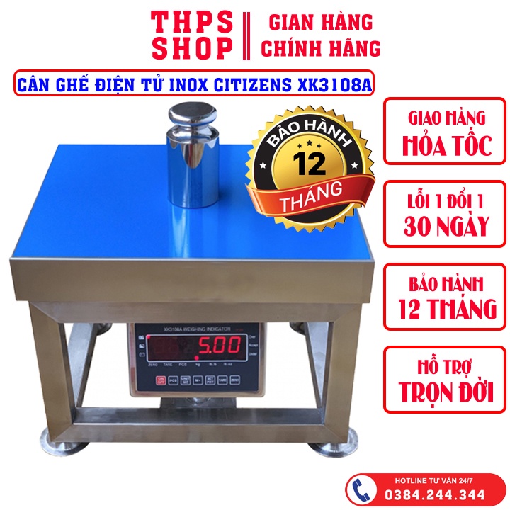 [HÀNG NHẬP KHẨU] CÂN GHẾ ĐIỆN TỬ CITIZENS XK3108A 60/100/150/200/300KG - BÀN CÂN INOX 40X50CM - DÙNG CHO NGÀNH THỦY SẢN