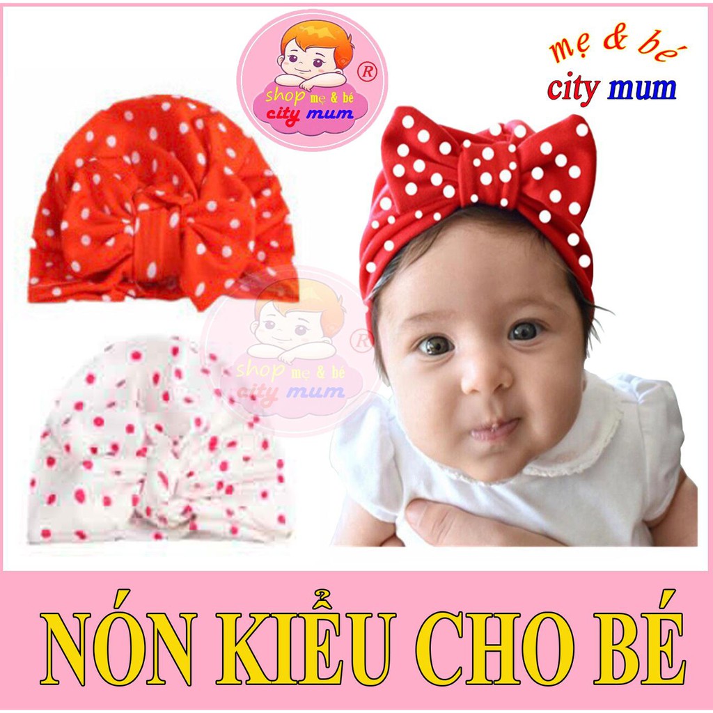MŨ / NÓN TUBAN CHO BÉ TỪ 1THÁNG TUỔI - 12 THÁNG ( HÌNH CHẤM BI)