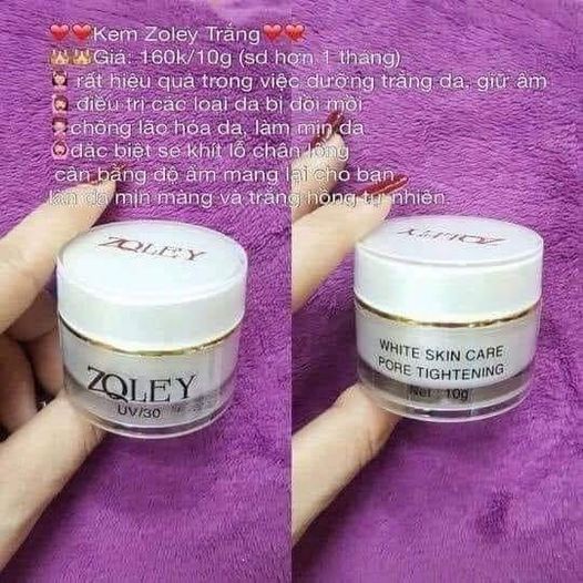 KEM ZOLEY TRANG 10G TRẮNG DA, SE KHÍCH LỖ CHÂN LÔNG