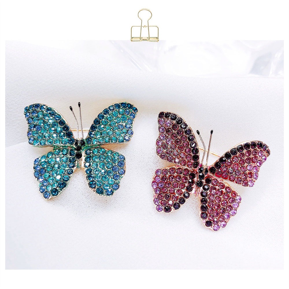 Ghim cài áo hình chú bướm đính kim cương dễ thương cho nữ