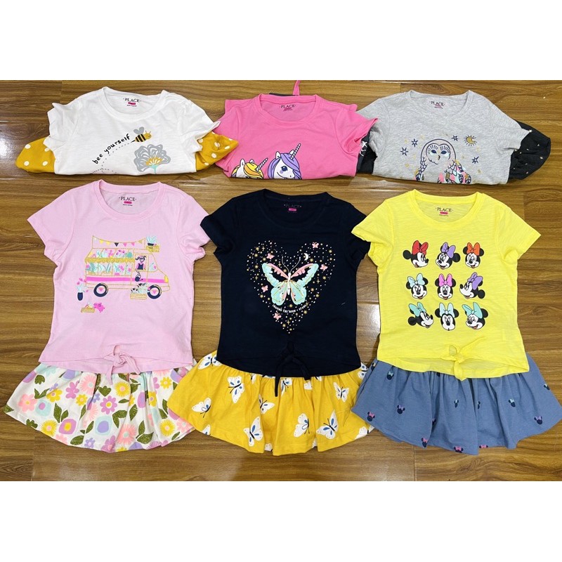 Bộ Bé gái/ Bộ Cộc Tay Place ❤ Cho Bé Mùa Hè Chất Cotton In Hình Đẹp, Size Đại ÁO + CHÂN VÁY