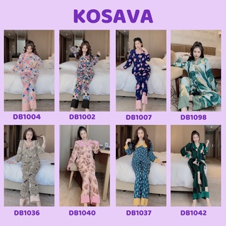 Đồ ngủ nữ bộ pijama lụa dài tay mặc nhà KOSAVA