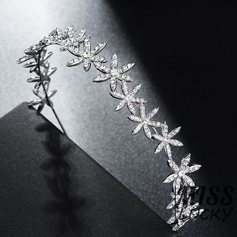 Vương miện trang trí đá lấp lánh tạo kiểu tóc cô dâu sang trọng