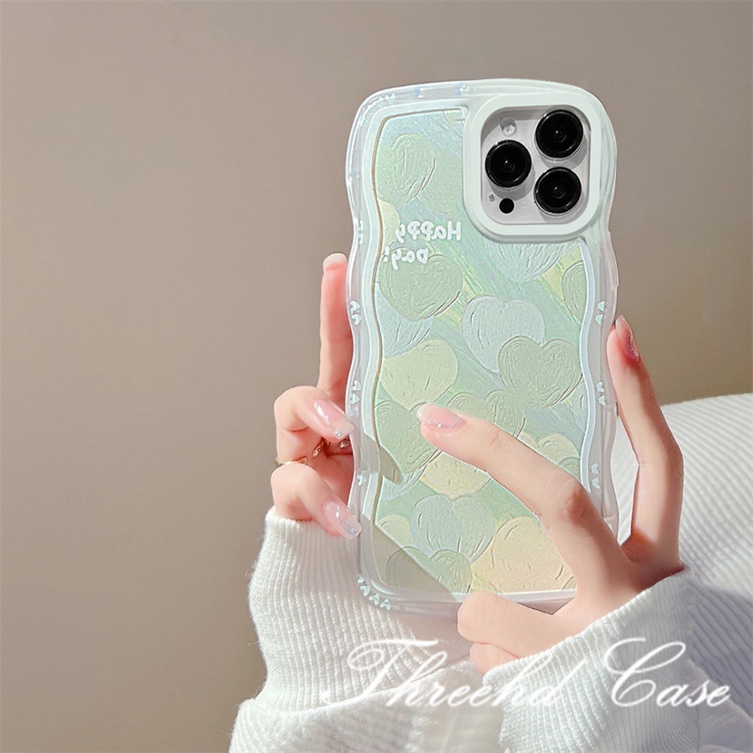Ốp Điện Thoại Mềm Họa Tiết Trái Tim Viền Gợn Sóng Cho iPhone 14 13 12 11 Pro Max SE2020 X XR Xs Max 7 8 6 6s Plus