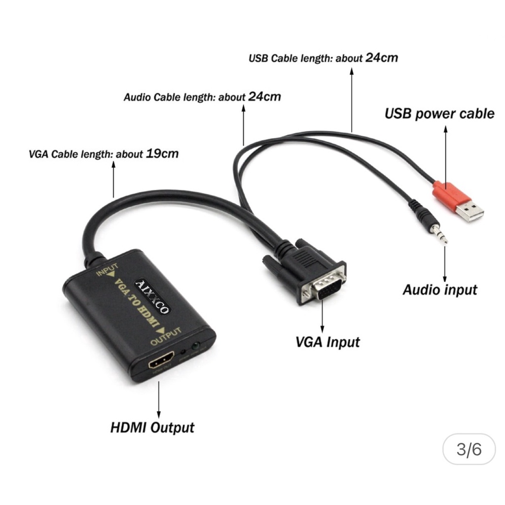 Cáp chuyển  VGA sang HDMI 1080P HD TV HDTV / PC / Video