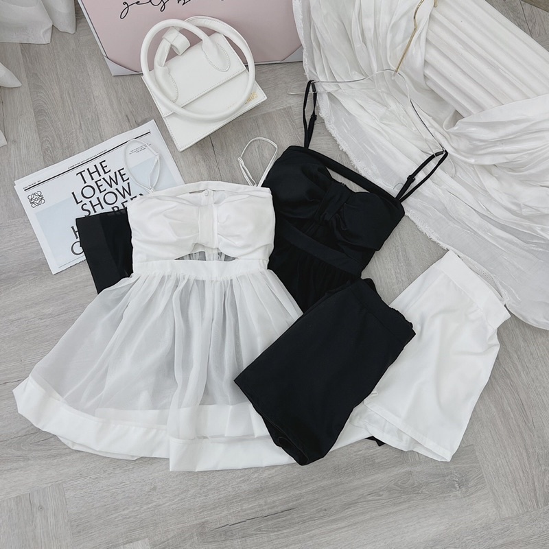 SÉT ÁO 2S NGỰC NHÚN NƠ XOÈ VOAN + SHORT