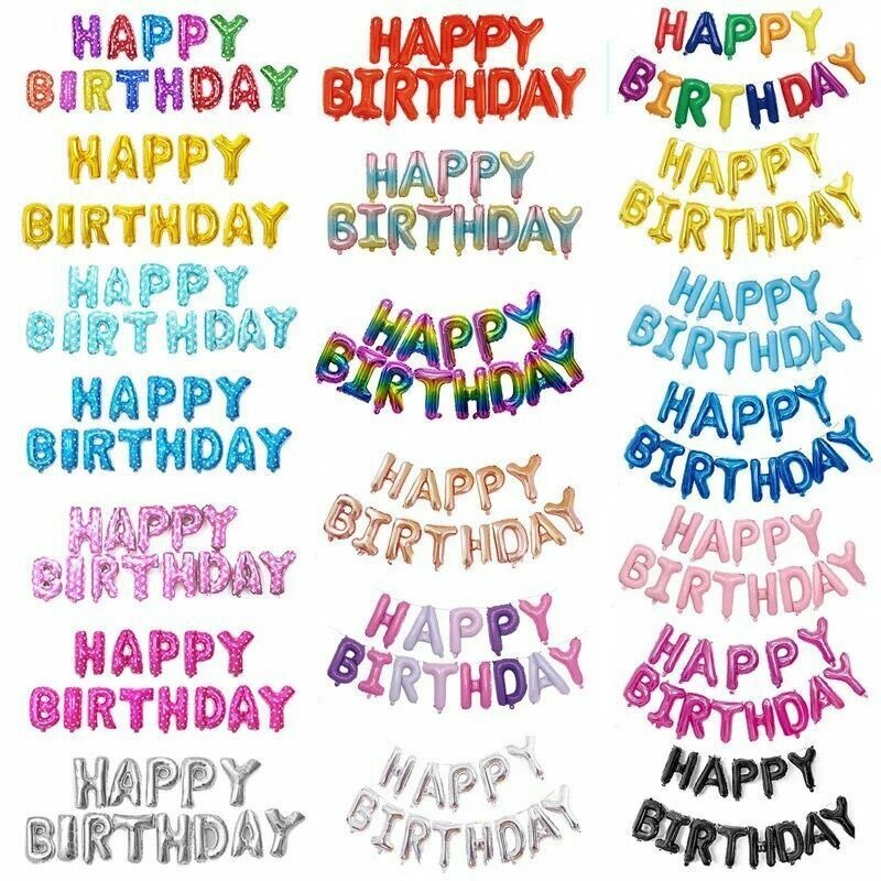 Bong bóng chữ Happy birthday trang trí sinh nhật (13 chữ) nhiều màu lựa chọn