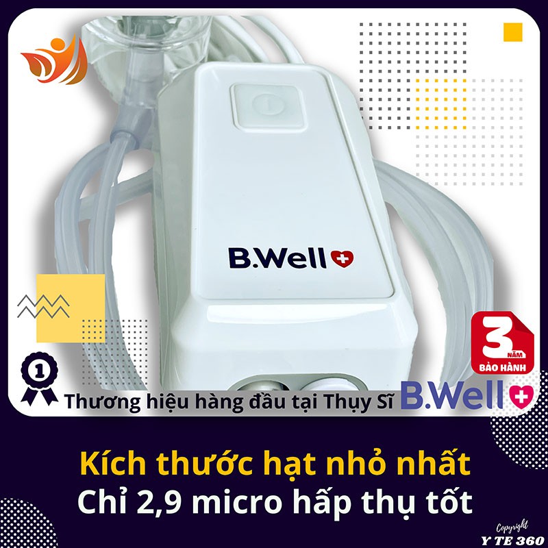 Máy khí dung xông mũi họng cầm tay cho bé và người lớn b.well med 120 - bwell y tế 360