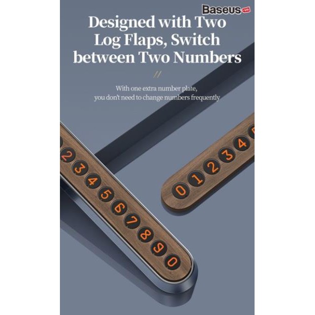 Bảng số điện thoại trên ô tô Baseus Wood Texture Temporary Parking Number Plate