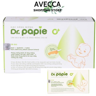 Gạc Rơ Lưỡi,Răng Miệng Thảo Mộc Giúp Làm Sạch, Vệ Sinh Răng Miệng Cho Bé Dr.Papie Hộp 30 Gói