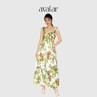 Váy nữ AVATAR SHOP maxi 2 dây lụa hoa