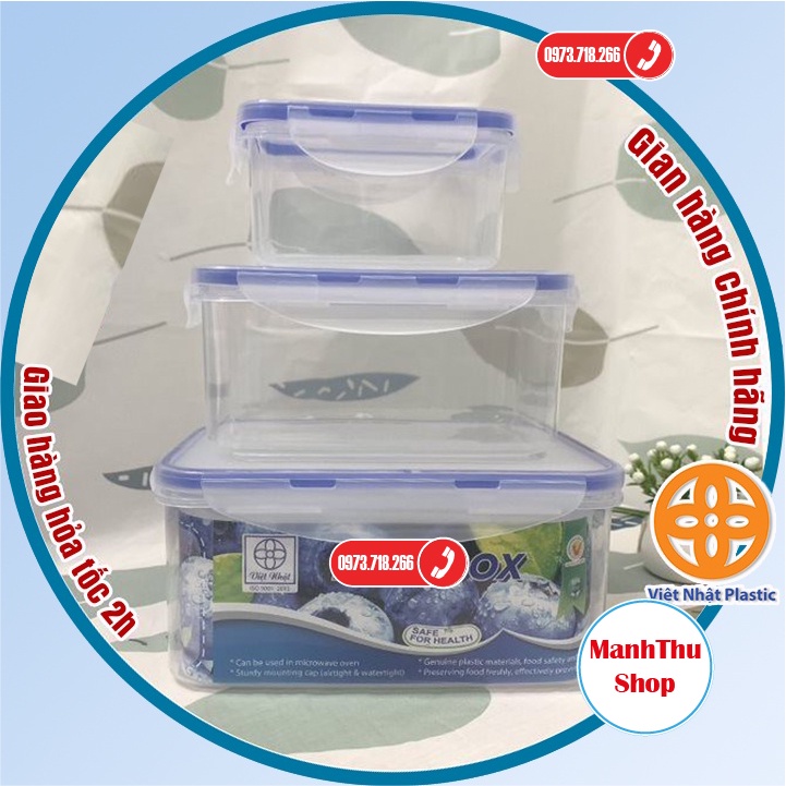 Bộ 3 hộp nhựa chữ nhật đựng thực phẩm, bảo quản thức ăn tiện lợi, an toàn  MANHTHUSHOP