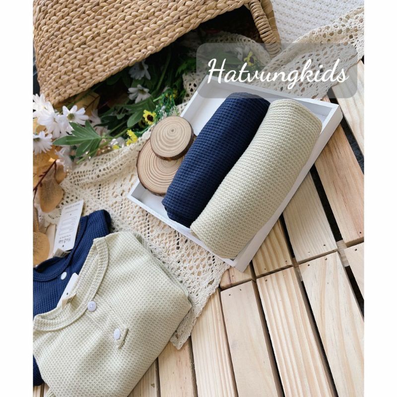 Quần áo trẻ em - Bộ cotton tổ ong thu đông siêu xinh cho bé gái, bé trai 1-5 Tuổi