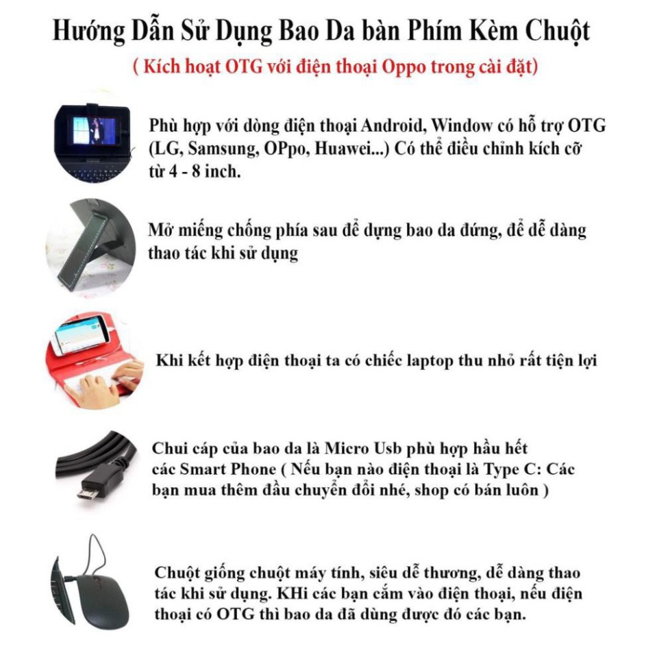 ⭐Bàn phím chơi game ⭐ Bao da bàn phím kèm chuột có dây sử dụng cho điện thoại, ipad, máy tính bảng... ⭐ Kết nối OTG