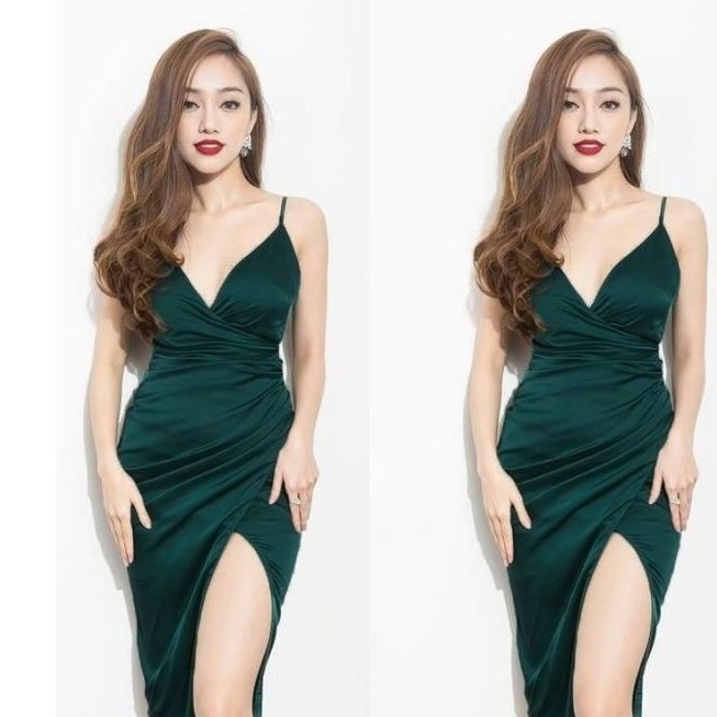 Đầm dự tiệc party prom maxi dáng dài xẻ tà body hai dây VNXK f21 xuất dư tuồn xịn