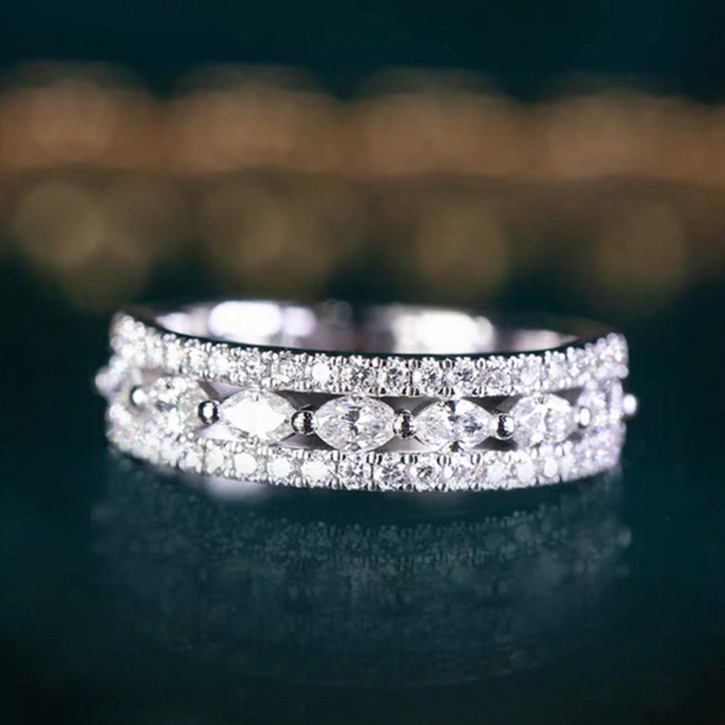 Nhẫn đính đá zirconia AAA màu bạc thời trang cho nữ