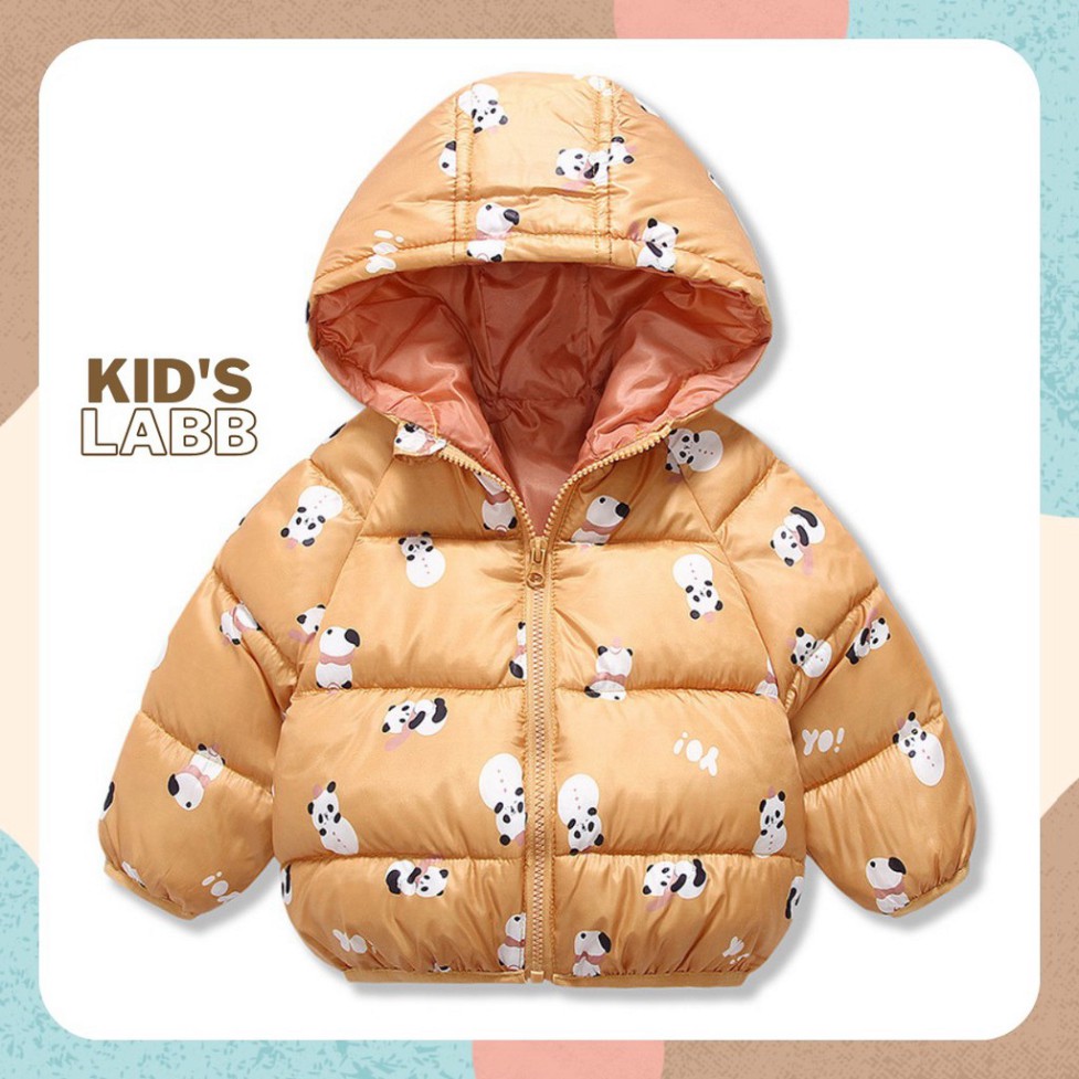 (Hàng đẹp) Áo khoác phao Kid's Labb hình gấu trúc, áo phao ấm áp cho bé size 80-120 (8-20kg) -Hot