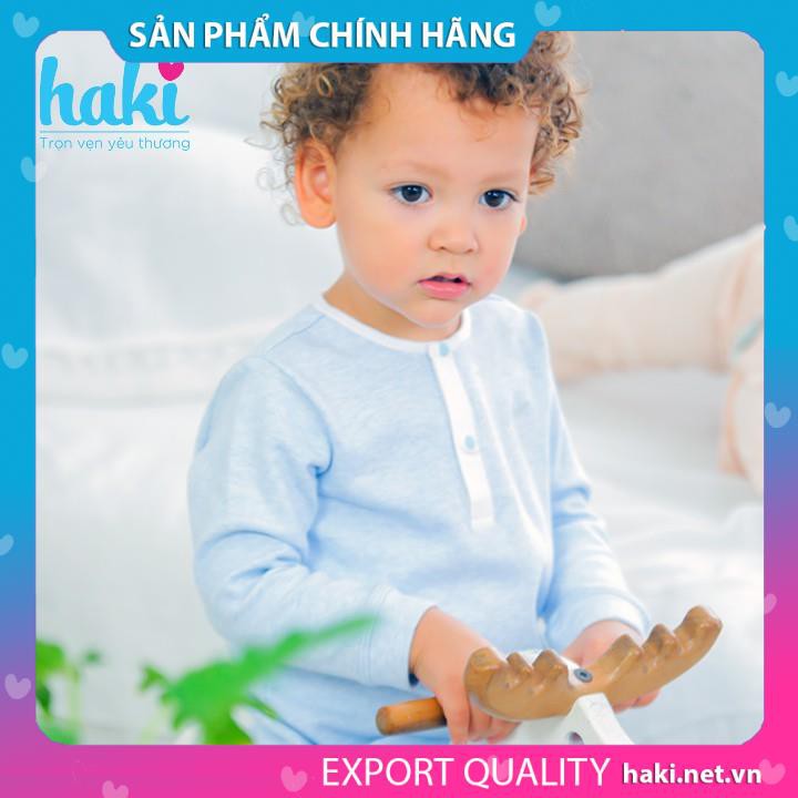 Bộ quần áo thu đông dài tay cổ trụ choévải Melange Cotton cao cấp HAKI BC002