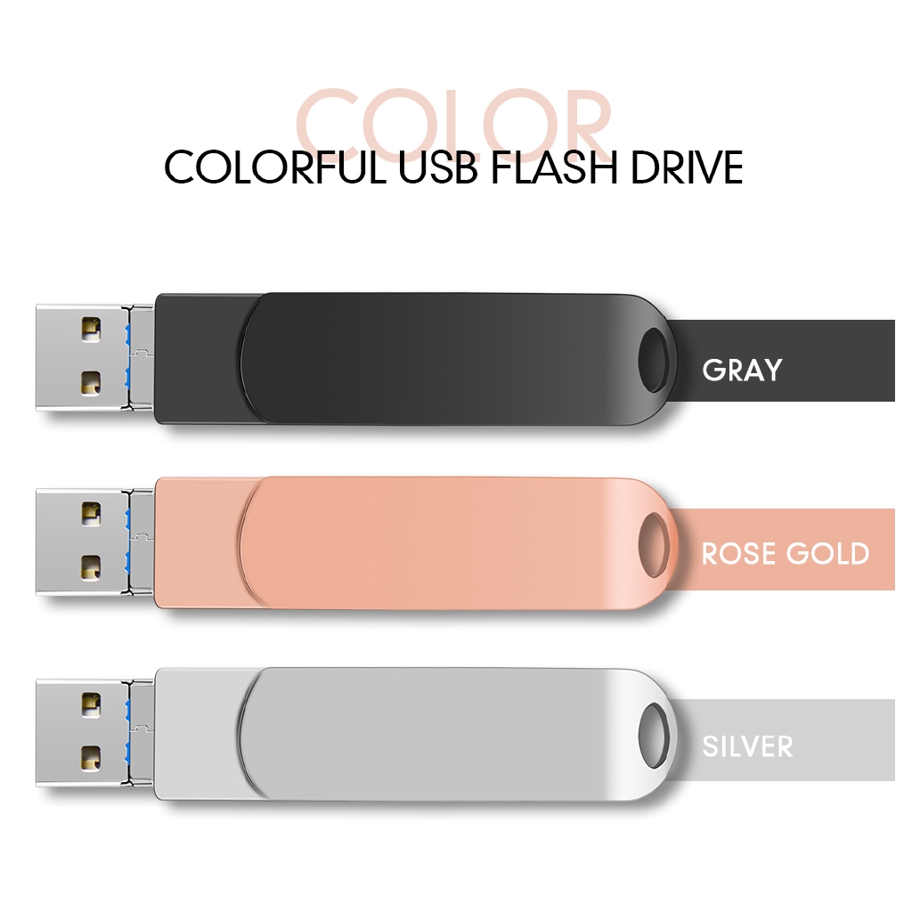 Ổ đĩa flash USB OTG cho loại C/Iphone 16/32/64/128/256/512GB 3 trong 1 bằng kim loại