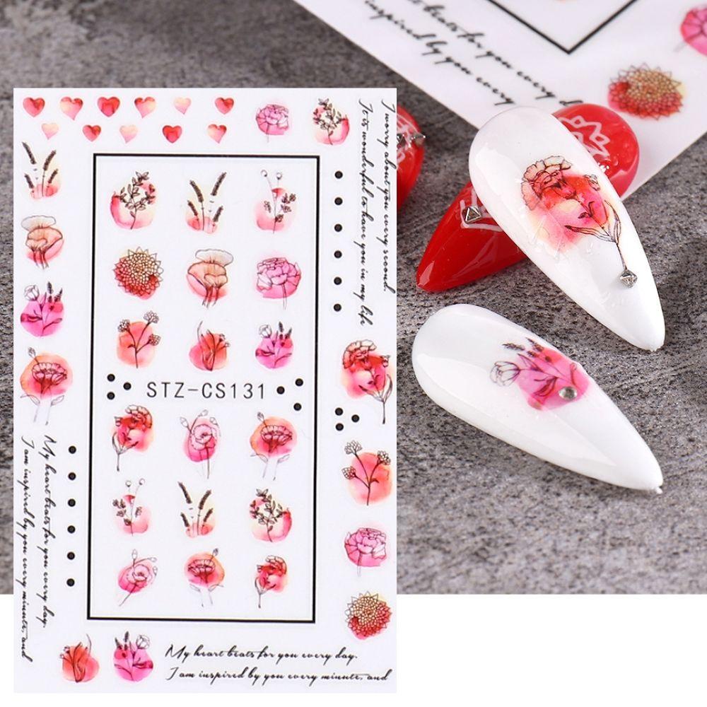 Hình Dán Trang Trí Móng Tay Màu Trắng Xanh Lá Kiểu Pháp