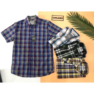 Áo sơ mi kẻ cộc tay cho nam chất cotton