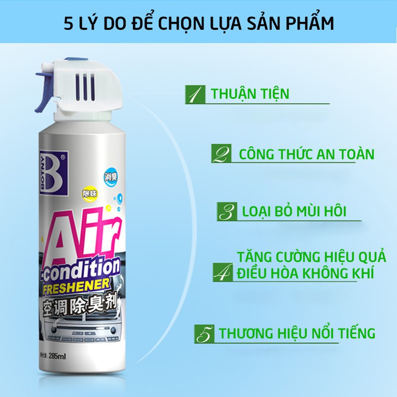 Chai xịt vệ sinh làm sạch khử trùng điều hòa ô tô Botny B-1725 dung tích 285ml