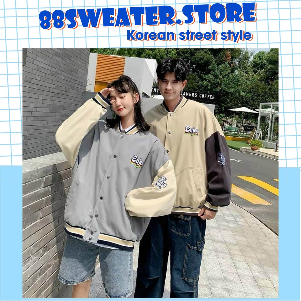áo khoác bomber chất dù 2 lớp dày dặn áo khoác bóng chày dành cho nam nữ form rộng phong cách ulzzang VN04 | BigBuy360 - bigbuy360.vn