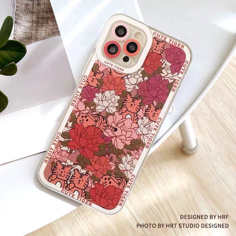 Ốp Điện Thoại TPU Silicon Mềm Trong Suốt Hình Hoa/Hổ Cho Iphone 12 13 SE 6 6S 7 8 Plus X XS XR 11 Pro Max
