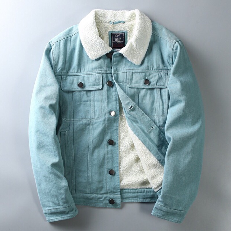 Áo Khoác Denim Lót Lông Unisex