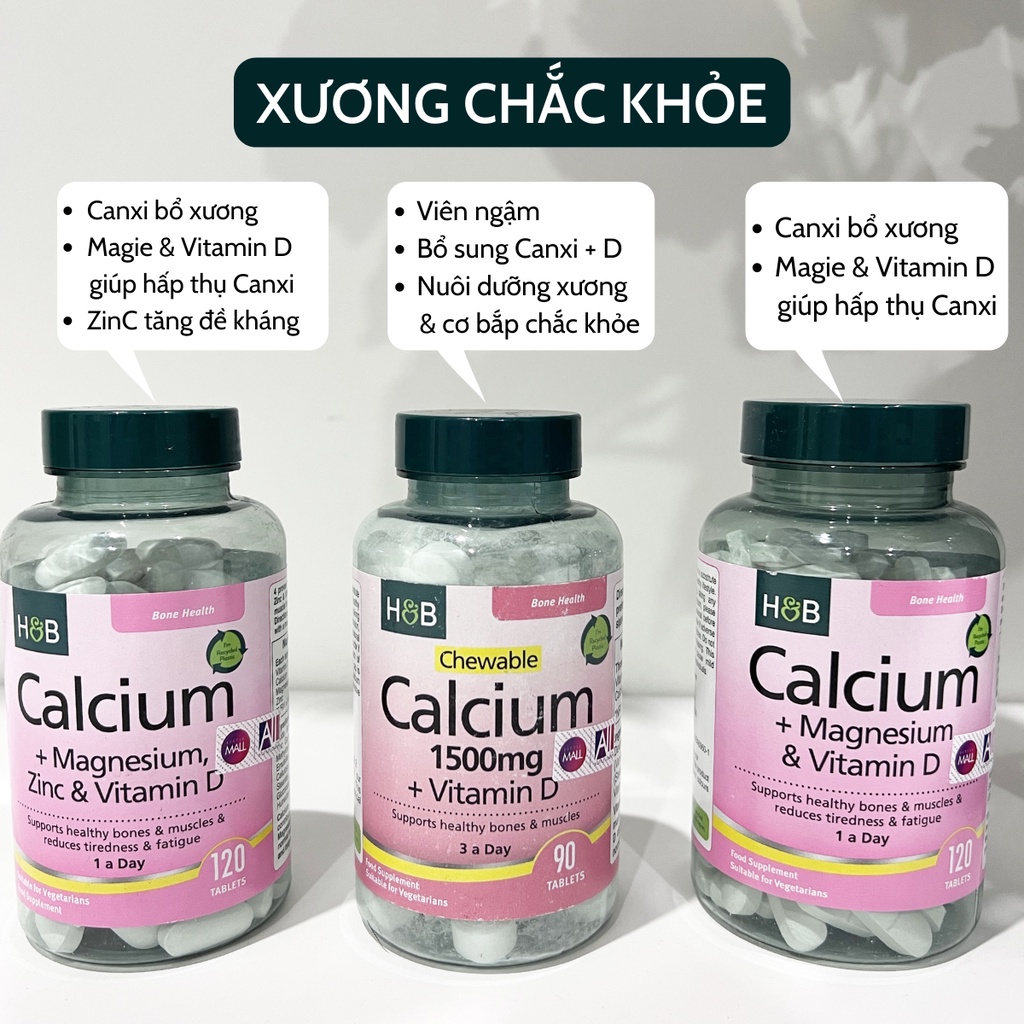 Viên chắc khỏe xương bổ sung Canxi và Magie Holland & Barrett Calcium & Magnesium & Vitamin D3