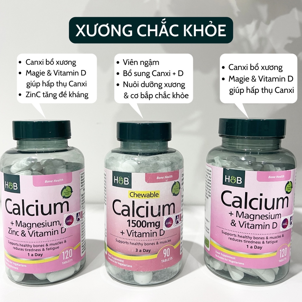 [TOP1 SHOPEE] Viên chắc khỏe xương bổ sung Canxi và Magie Holland & Barrett Calcium & Magnesium & Vitamin D3 (Bill Anh)