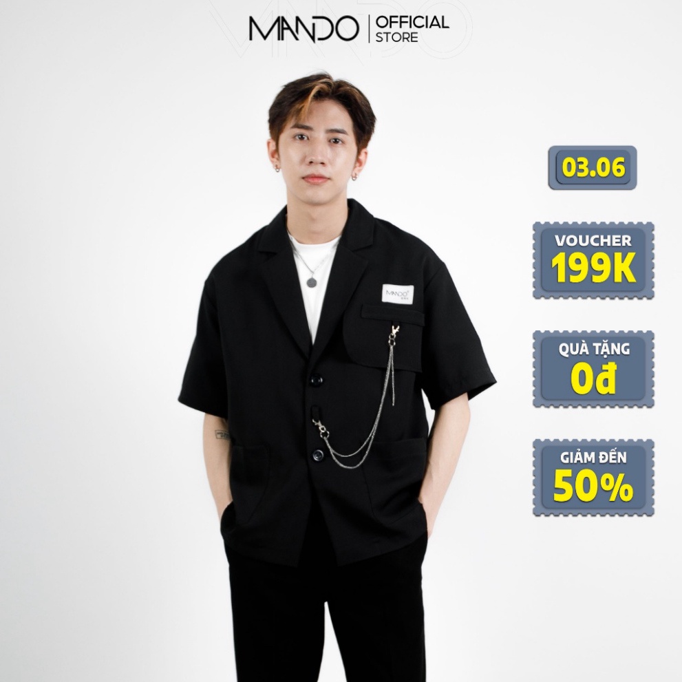 (Sỉ) Áo Blazer Nam Tay Lỡ MANDO Form Rộng Kiểu Dáng Thời Trang Hàn Quốc Basic Gắn Dây Xích Phong Cách AVH010 (ảnh thật)
