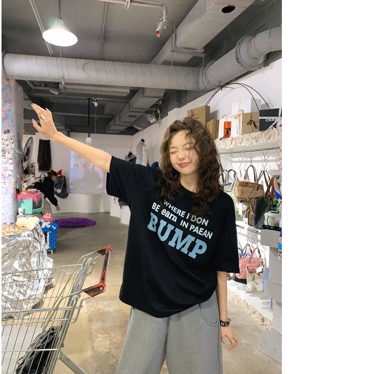 Áo Thun Nữ Ngắn Tay In Chữ Kiểu Hàn Quốc