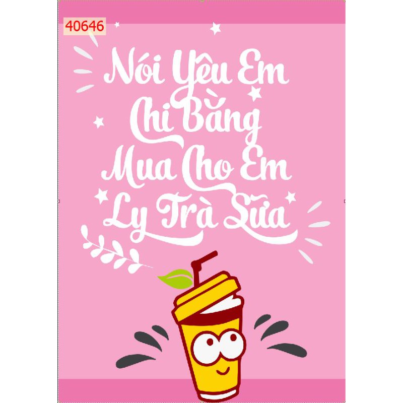 Combo 4 bức tranh 3d dán trang trí quán trà sữa keo sẵn