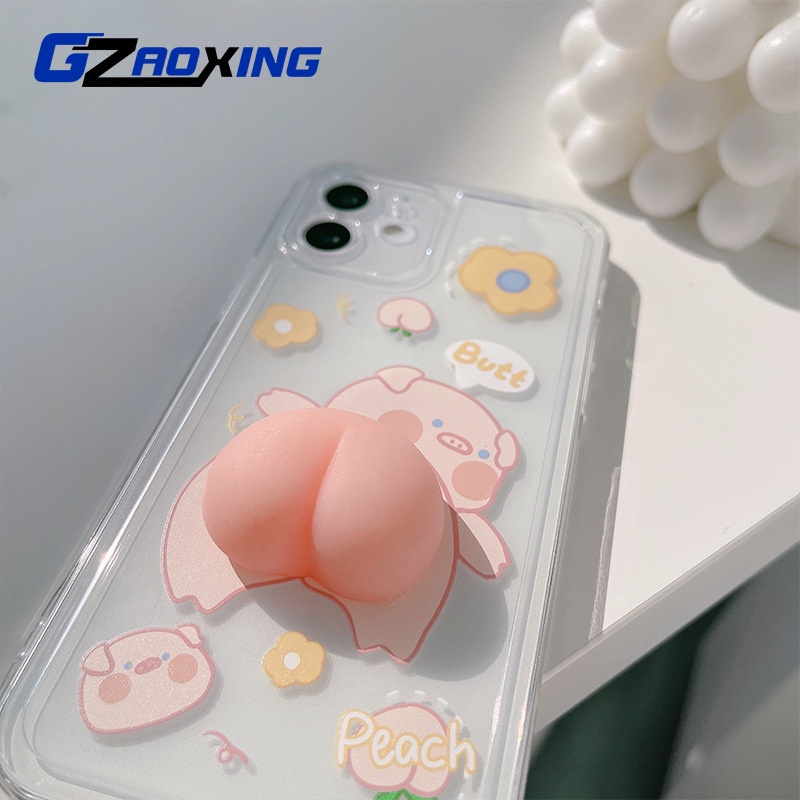 Ốp Điện Thoại TPU Mềm Trong Suốt Hình Mông Heo 3D Dễ Thương Cho IPhone 7 / 8 SE 2020 7P / 8Plus X XS XR 11 12 13 Mini Pro Max