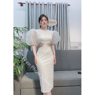 đầm maxi tay phồng kết