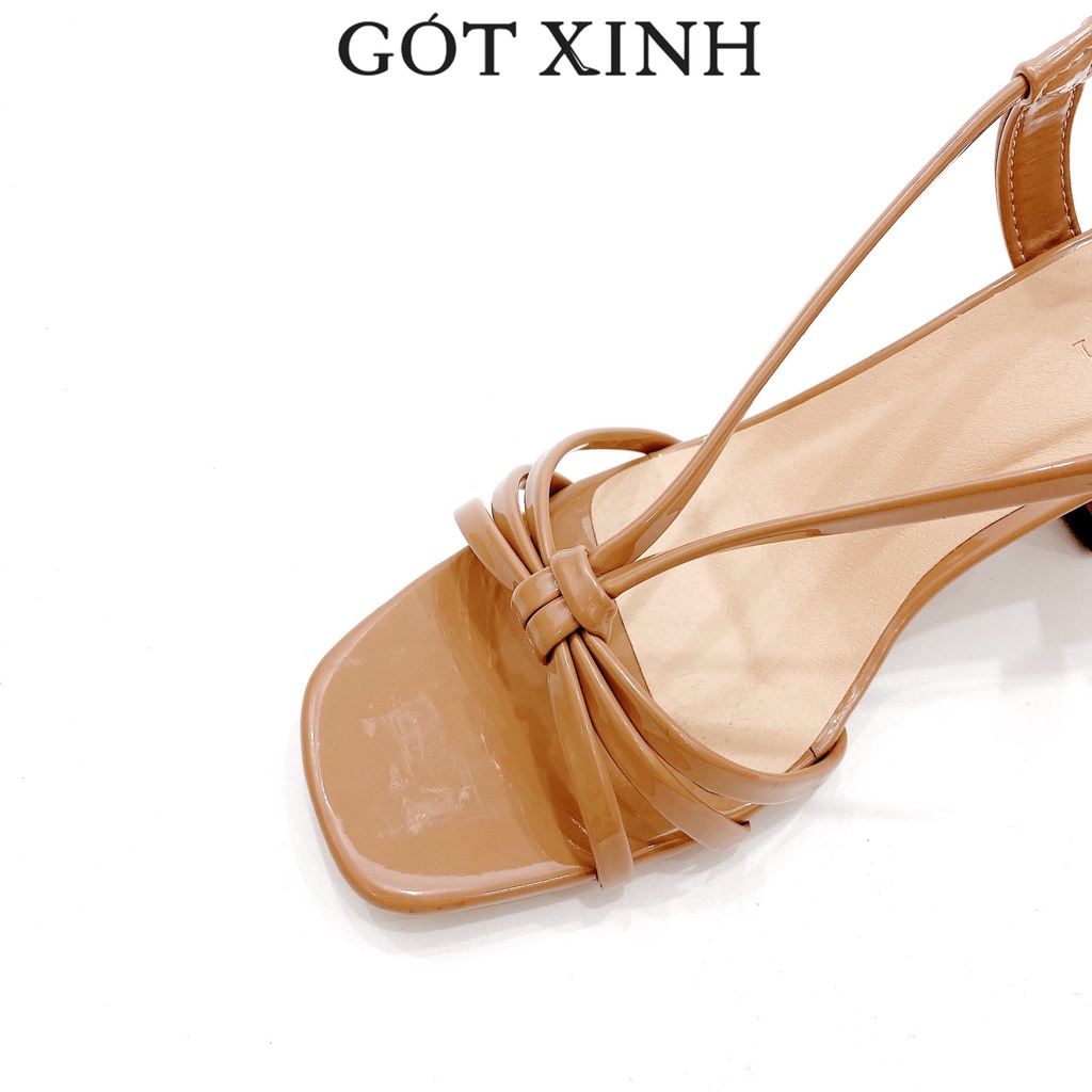 Giày sandal cao gót nữ GÓT XINH GD4 da bóng đế trụ vuông cao 5cm