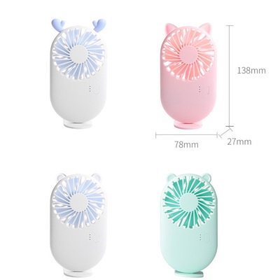 Quạt mini cầm tay có đế để bàn, giá đỡ điệt thoại - Quạt tích điện mini hình thú 3 tốc độ gió siêu mát
