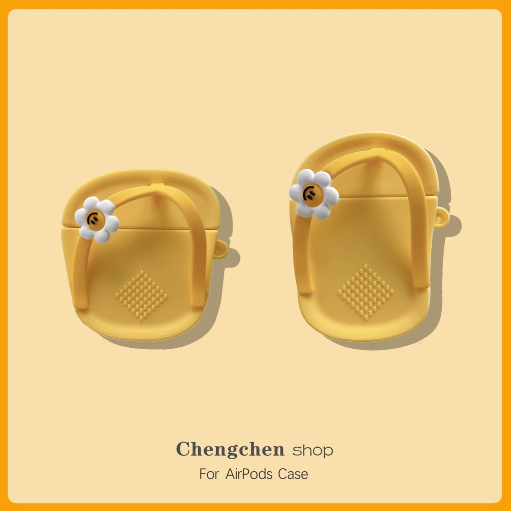 Vỏ Bảo Vệ Hộp Sạc Tai Nghe AirPods3 Gen AirPods3 2021 3 Hình Dép Nhỏ Màu Vàng Dễ Thương Ốp