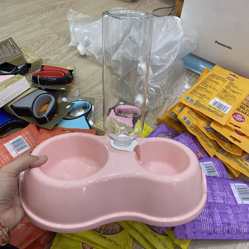 Bát ăn đôi cho Chó Mèo kèm bình nước tự động 500ml